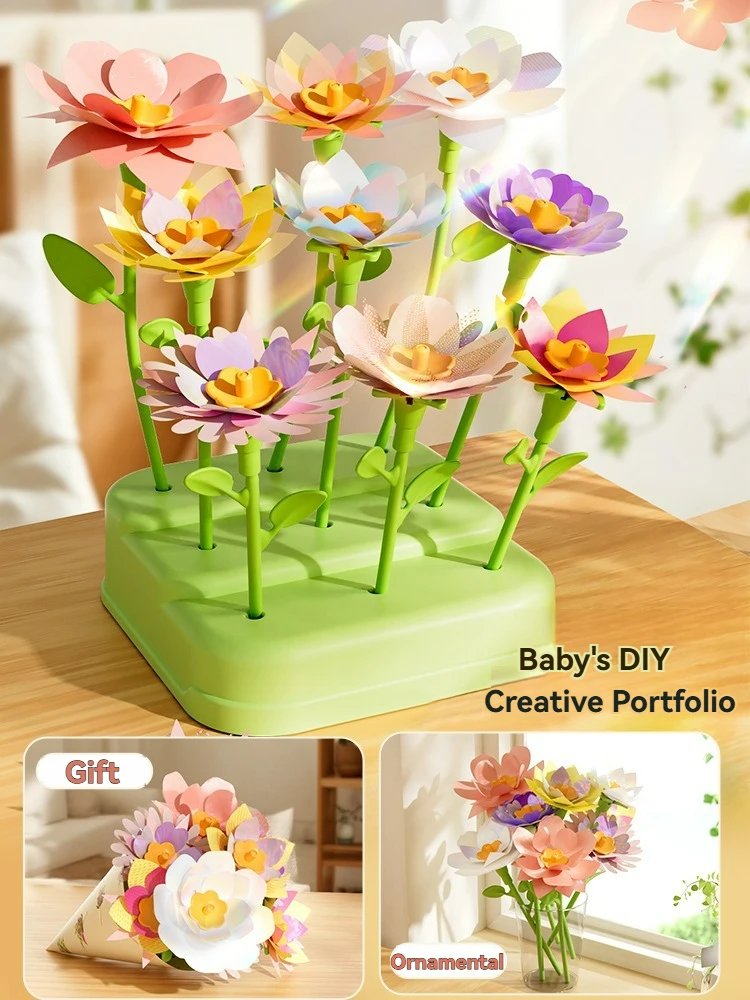 Bouquets de fleurs en tissu, jouets, Kits artisanaux de bricolage, jouets pour enfants, marché de fleurs faites à la main, jouet pour filles, cadeau de noël et d'anniversaire