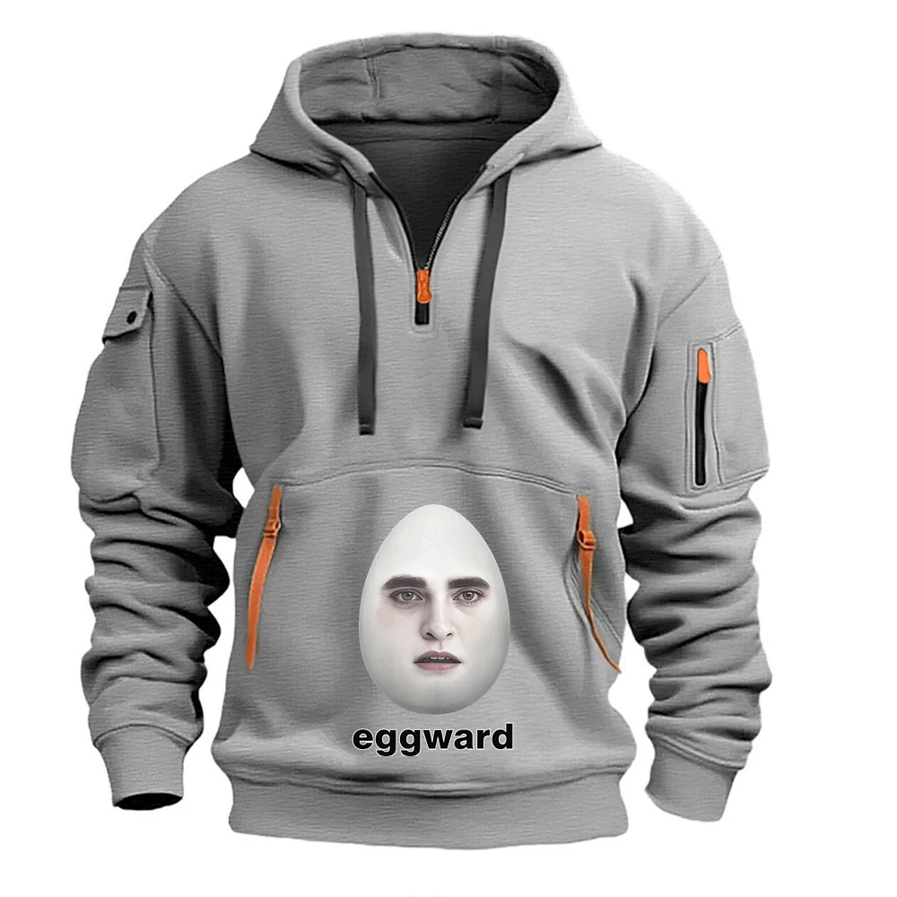 Hot Twilight Eggward Funny Logo Print 2026 Spring And Autumn Men's Creative Graphic Personality Hoodies Sweatshirt Coat view 4