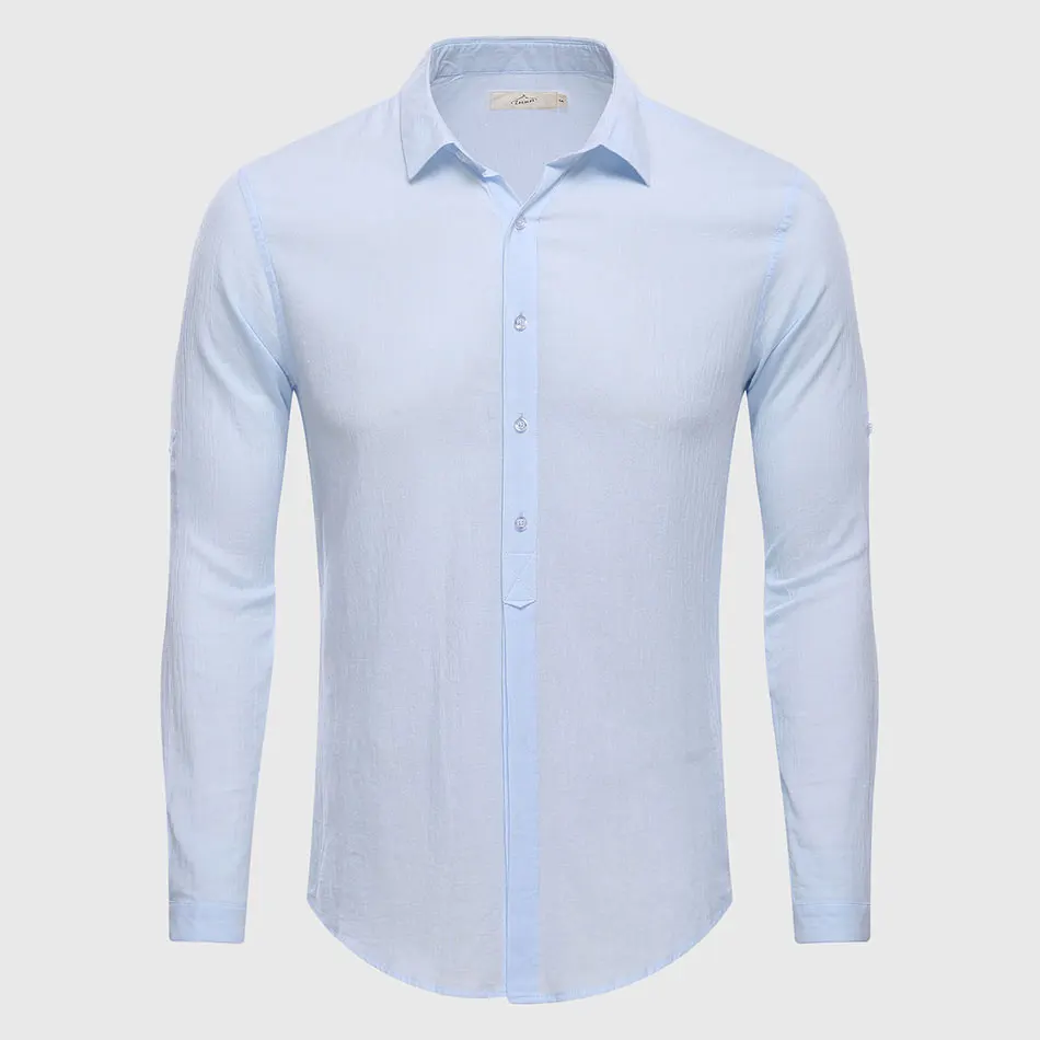 Men Cotton Linen Blend White Shirt Casual Male Shirt Slim Fit Spring Summer Style Cool