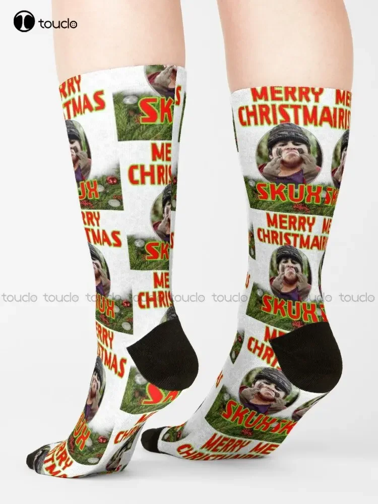 Merry Christmas Skux Socks Socks For Men Personalized Custom Unisex Adult Teen Youth Socks 360° Digital Printing Streetwear