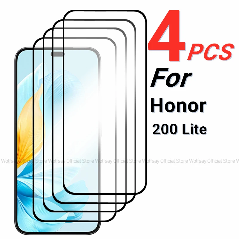 2/4PCS Tempered Glass For Honor 200 Lite Screen Protector For Honor 200 Lite 5G Full Glue Glass Protector For Honor 200 Lite