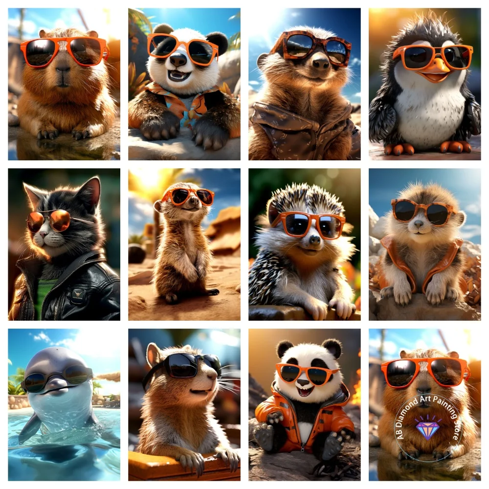 

Cute Penguin Dolphin AB Diamond Painting Kit Square Round Diamond 5D DIY Cross Embroidery Handmade Art Exquisite Gift Home Decor