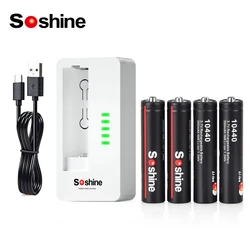 Soshine  3.7V 350mAh 10440 Lithium Batteries AAA Rechargeable Battery and NiMH AA AAA LiFePO4 Li-ion 14500 10440 Battery Charger