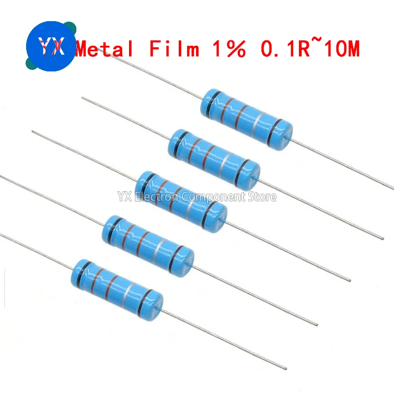 50PCS 5W 1% Metal film Resistor resistance 0.1R~10M 1K 2K 4.7K 1.2 3.3 10 15 18 22 33 47 62 120 360 390 470 82R ohm 10K 100K 1M