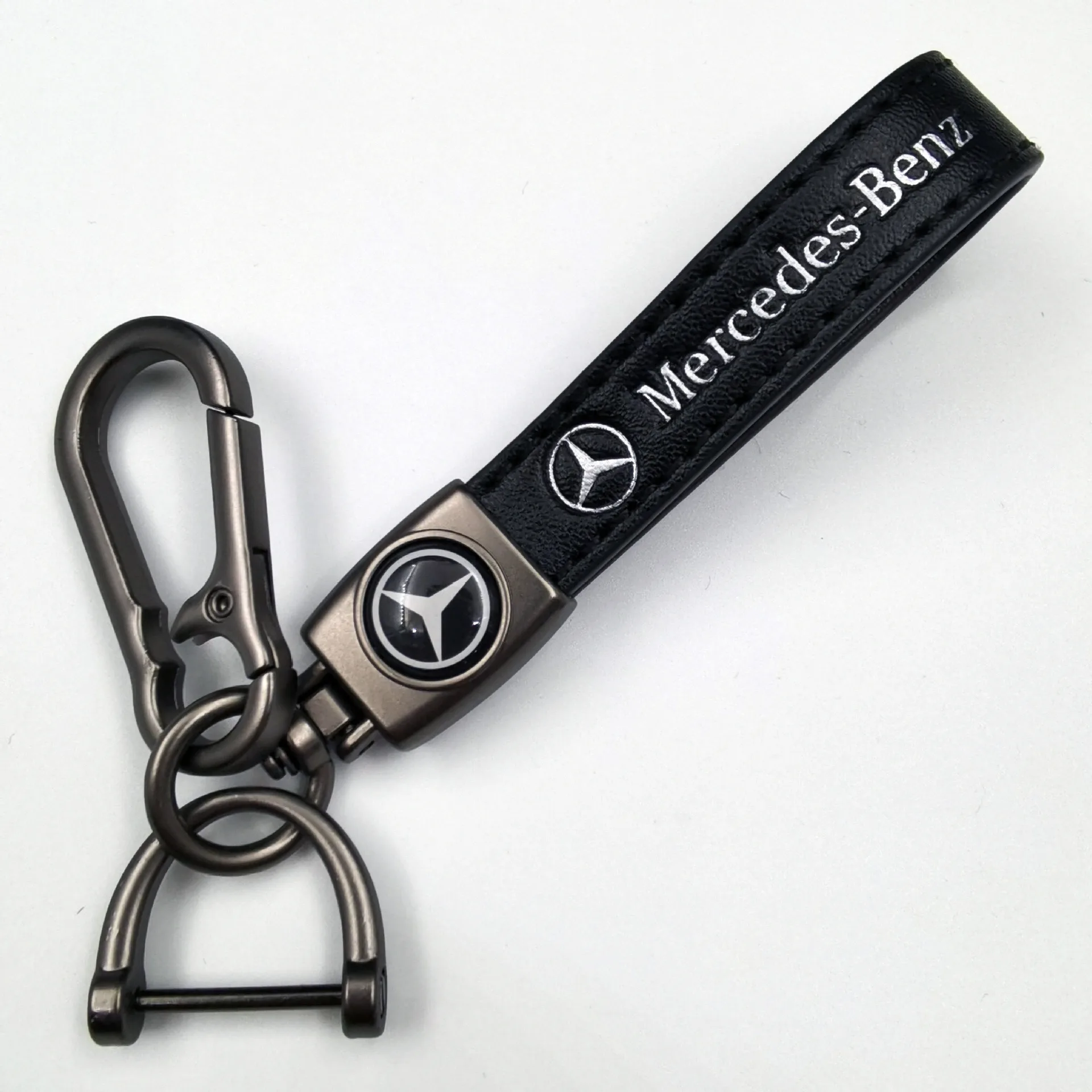 Chaveiro de Luxo em Couro com Emblema Automotivo para Mercedes Benz AMG W177 W176 X166 X167 C257 C218 X253 C118 C117 H247