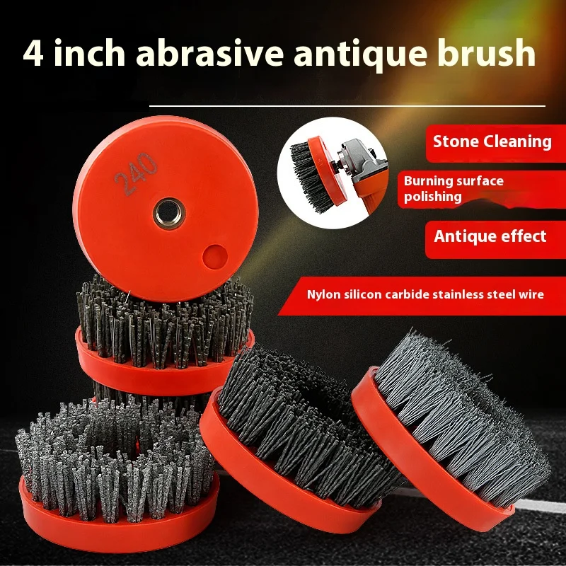 

4" Round Wire Brush, Stone Antique Brush , for Polishing Stone, Granite, Wood, Metal, Rust Removal, 1 piece, M14