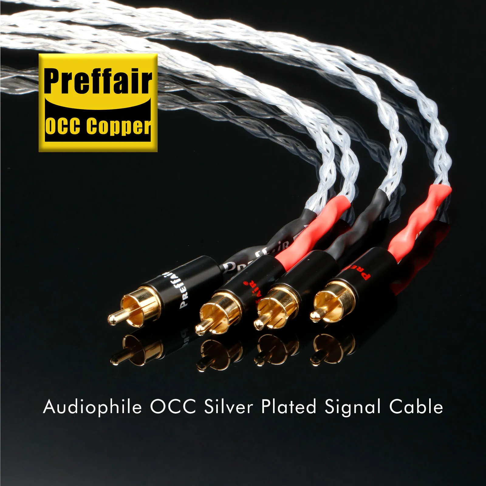 Preffair 4AGR1718  Audio RCA Cables High-End Silver Plated 6N OCC Copper HiFi Interconnecting Wires for AMP/DAC/Speakers--1 Pair