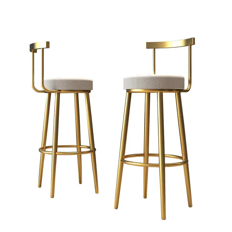#Metal Gold Stool Chair Bar Kitchen Counter Chair Velvet Bar Stools Nordic Minimalist Iron Bar Chair