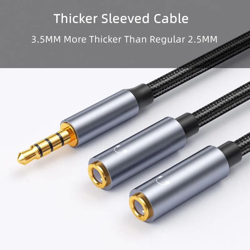 3.5mm kabel Audio Jack para komputer telefon komórkowy 1 do 2 kabel Audio głośnik Splitter do słuchawek 4 sekcji kabel z wtyczką portu biegunowego