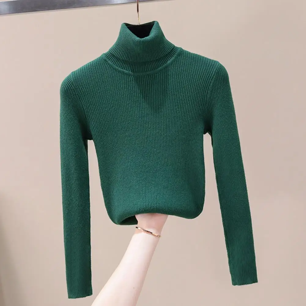 Acrylic Base Layer for Women Women\'s High Neck Knitted Sweater Top for Spring Autumn Slim Fit Base Shirt in Solid Color Long