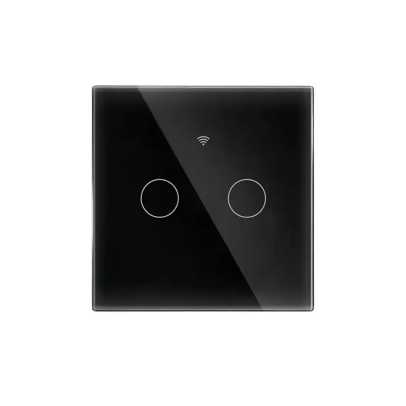 B27B Glass Touch Panel 2-Way Wifi Smart Light Switch Tuya Matter EU Standard APP Remote Control Voice Enabled Black