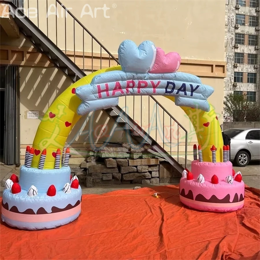 Inflatable Decorative Gate for Birthday Party Blow-up Birthday Cake Arch for Boys and Girls