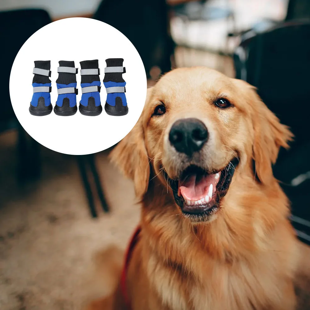 

4Pcs Waterproof Pet Snow Boots Anti-Skid Dog Shoes Winter Warm Long Tube Footwear Outdoor Paw Protection Pet Snow Boots