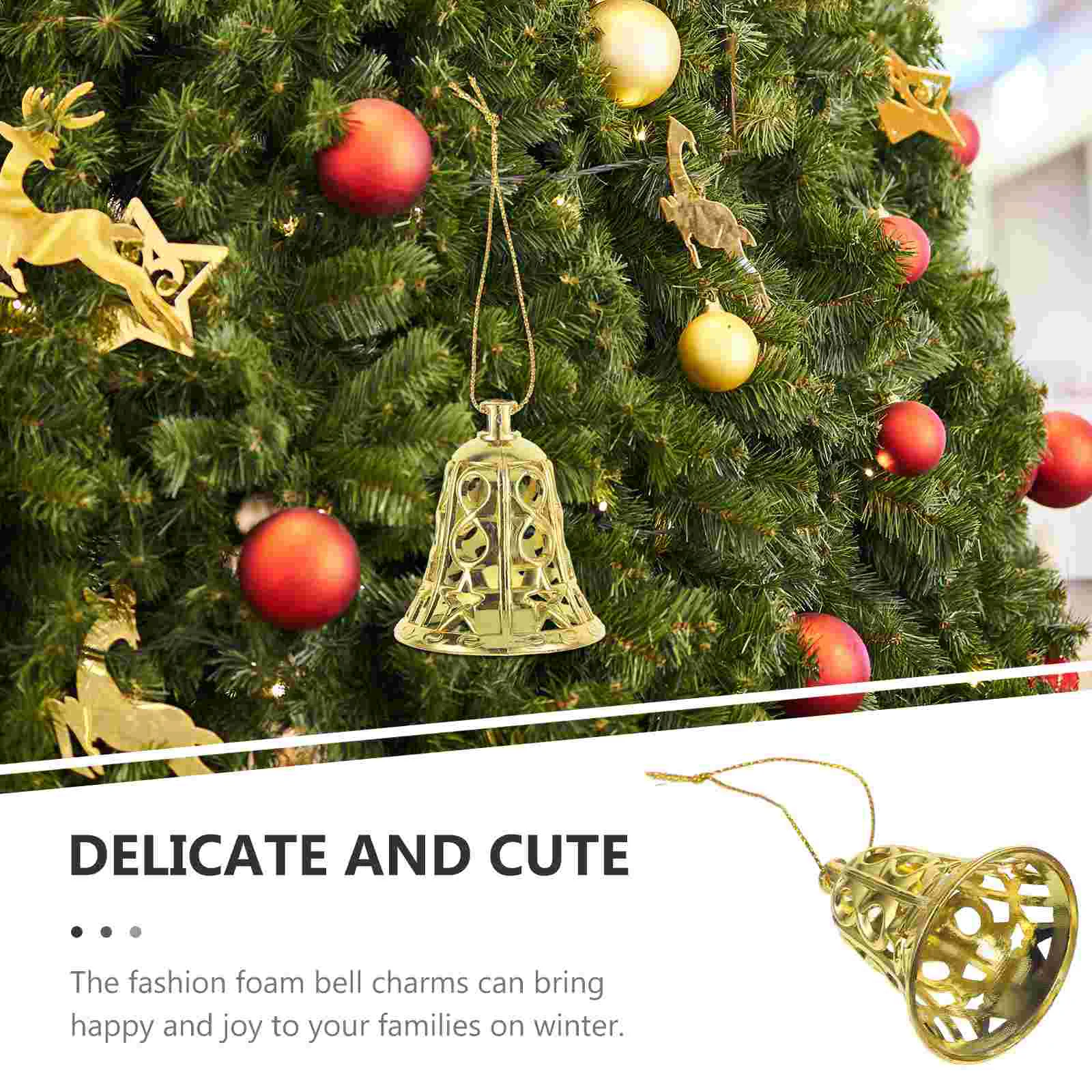 12 Pcs Christmas Bell Tree Decoration Pendant Decorations Hanging Light Post Ornament Supplies Plastic Xmas Party