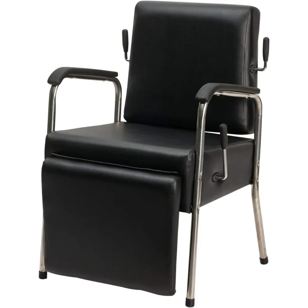 

Professional Salon Shampoo Chair – Lever - Controlled Reclining with Kick - Out Leg Rest and Heavy - Duty Arms, Black