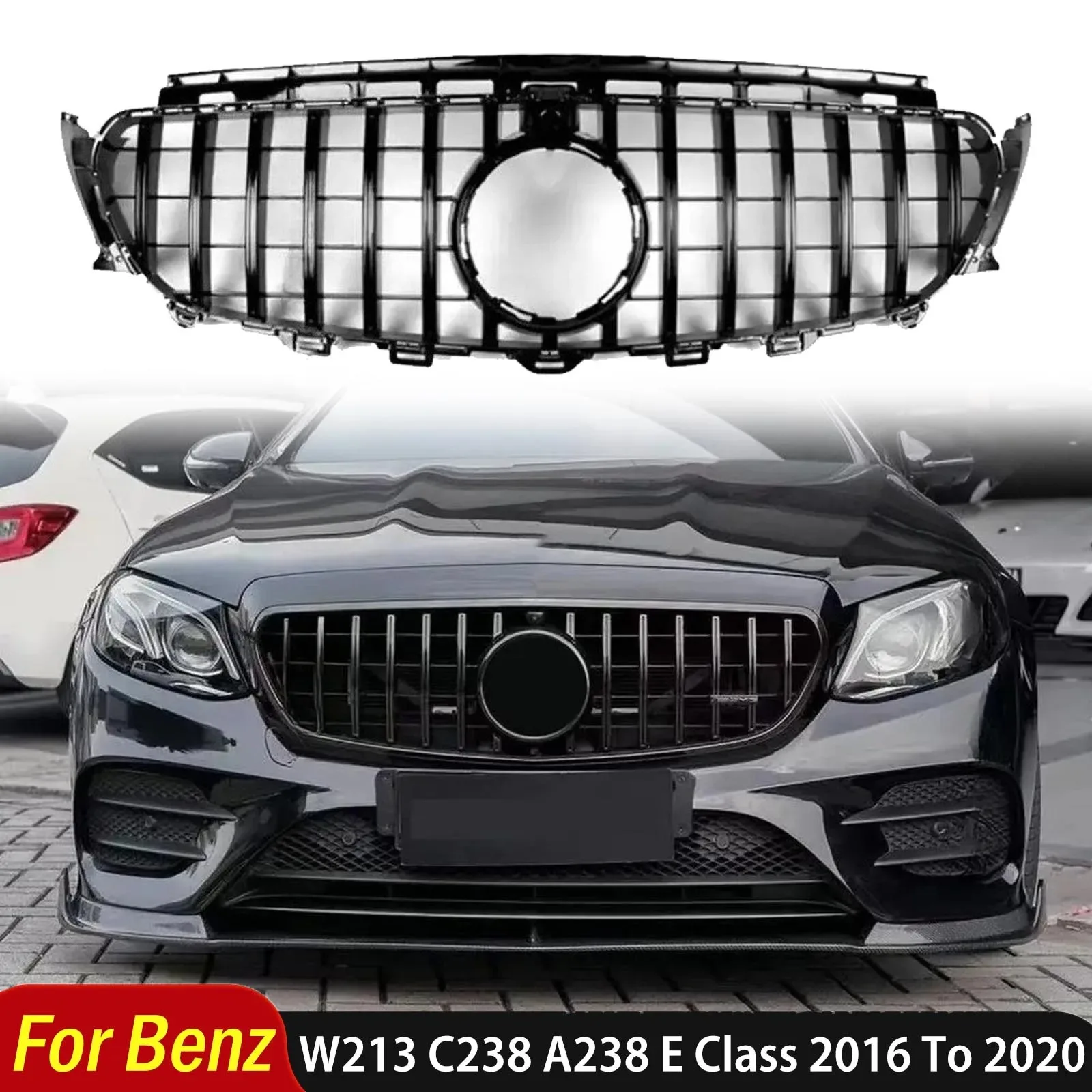 

For Mercedes-Benz W213 C238 A238 E Class E300 E200 E260 2016 To 2020 Front Bumper Grille Hood Grill Modification Exterior