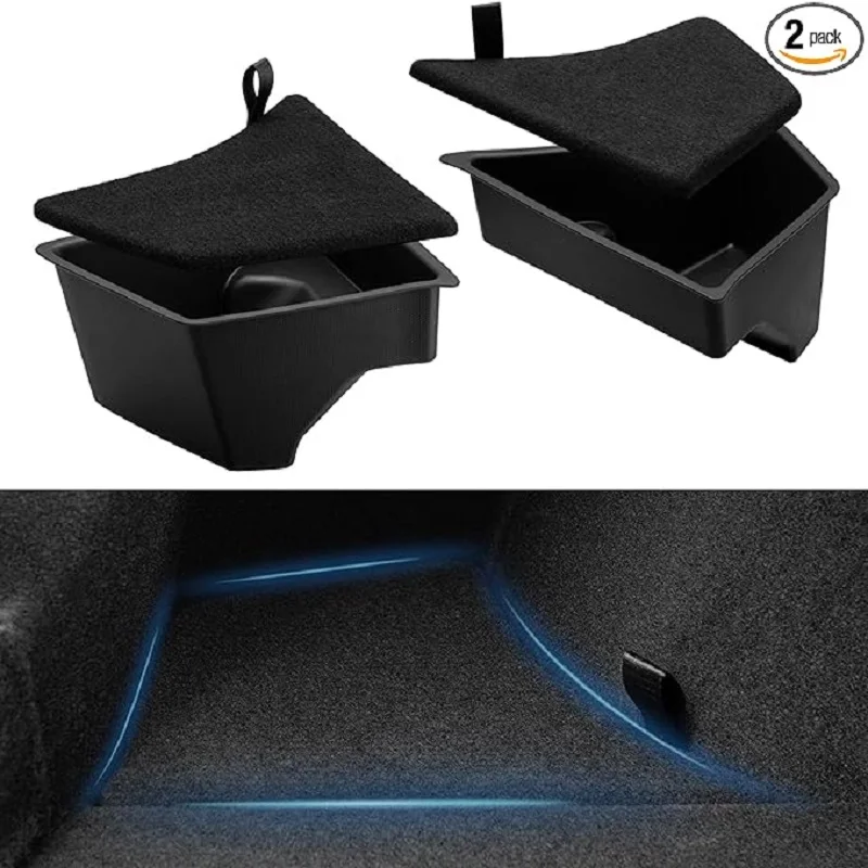 For 2024 Tesla Model 3 highland Rear Trunk Left Side Storage Box with Cover Tail Boot Organizer Partition Decoration Accessories