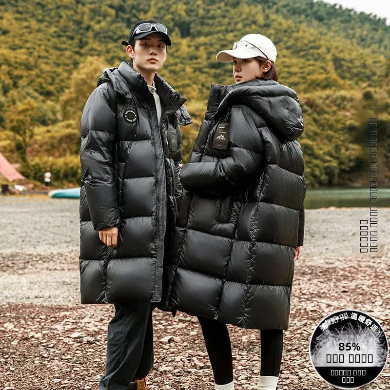 

Couple's Bla Gold down Jaet Winter 2025 Hooded Mid-Length Thiened Outdoor Warm Coat Men's Sli Outdoor Sportswear