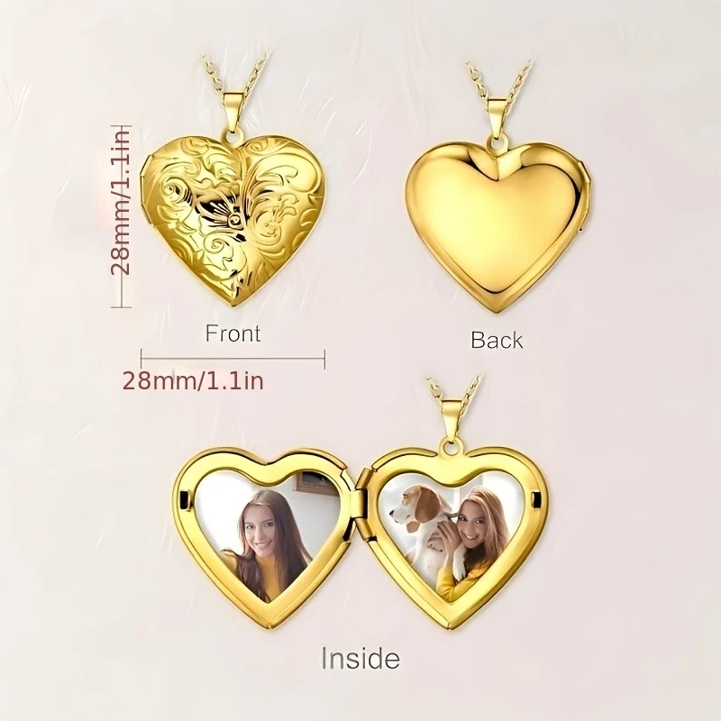 Customized Heart-Shaped Photo Locket Necklace for Women