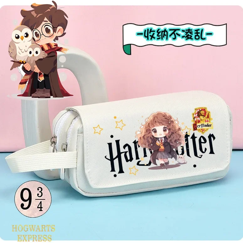 Harried Large Capacity Pencil Case Anime Figure Potters Hermione Print Multi-functional Pencil Cases Student Stationery Supplies