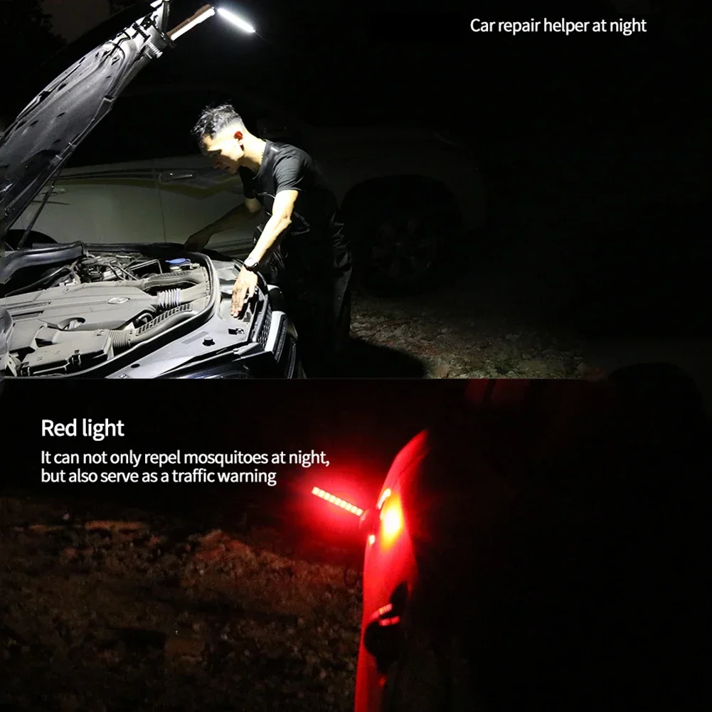 New COB Foldable Flashlight LED Work Light Hanging Hook 7 Modes Magnetic USB Rechargeable Torch Portable Working Flash Light