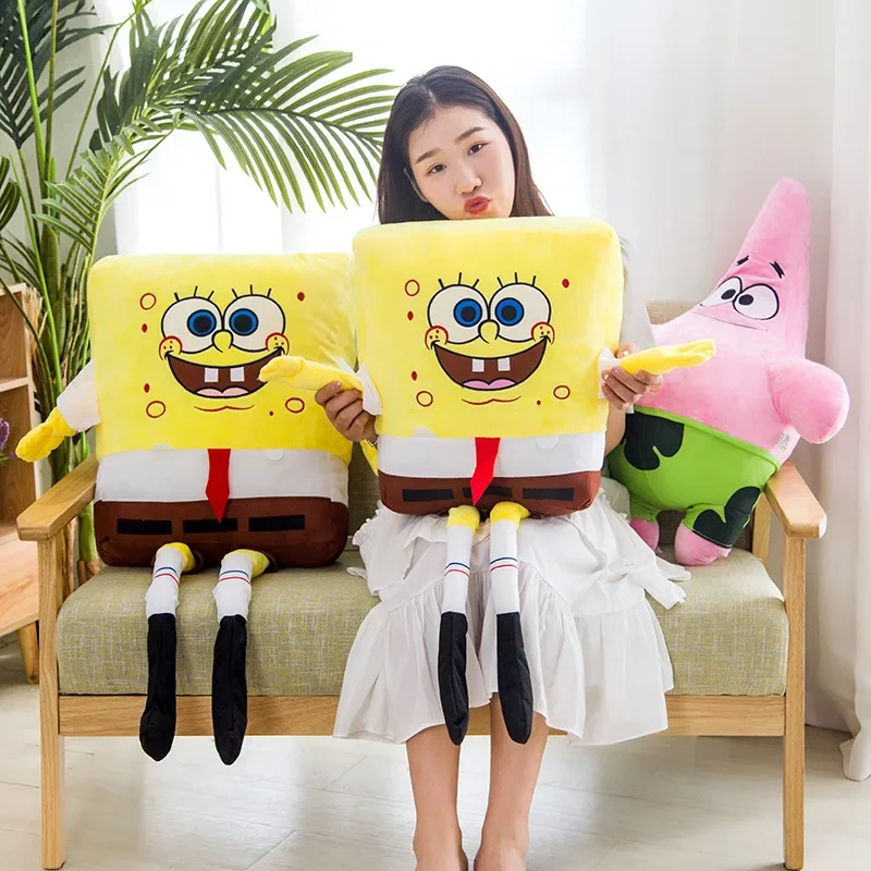 Big Size Cute SpongeBob Patrick Star Plush Toy Very Soft Hug Pillow Stuffed Cartoon Anime Plushies Kawaii Doll Xmas Gifts