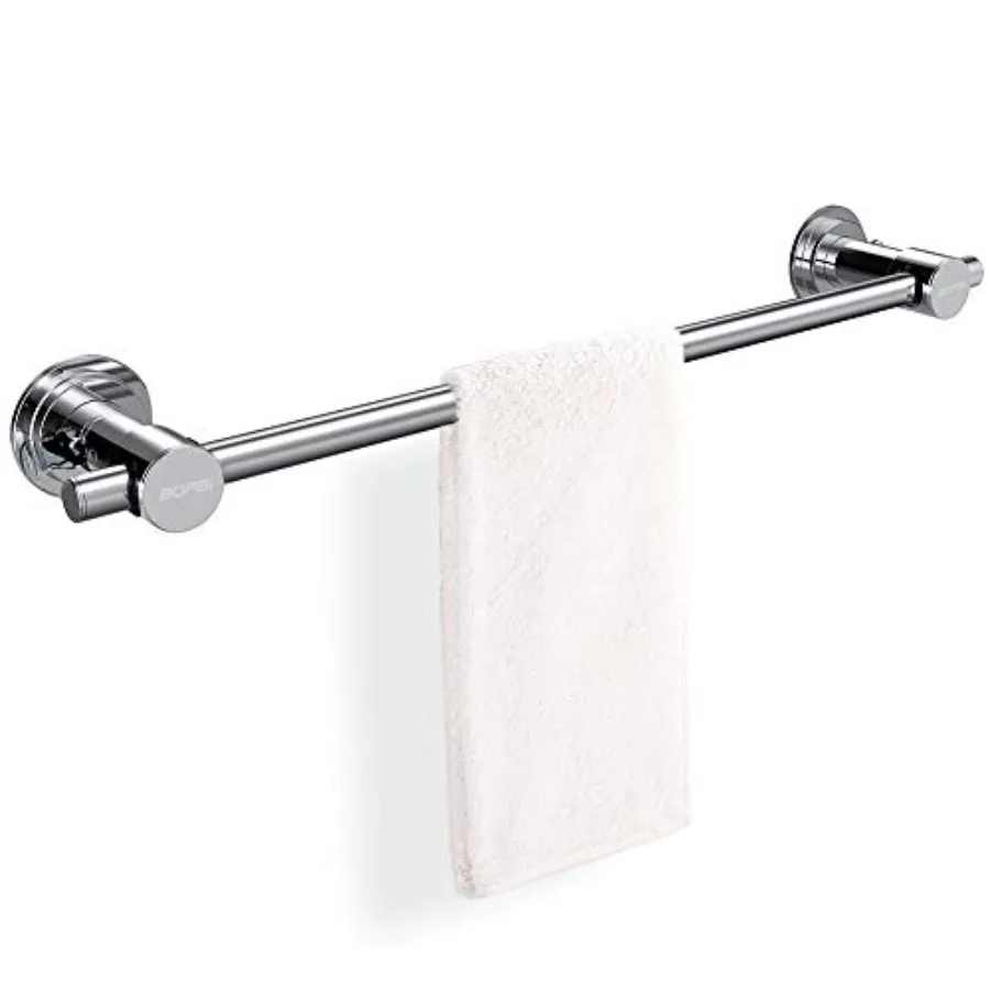 

24 inch Suction Cup Towel Bar No Drill for Smooth Surfaces Only Chrome