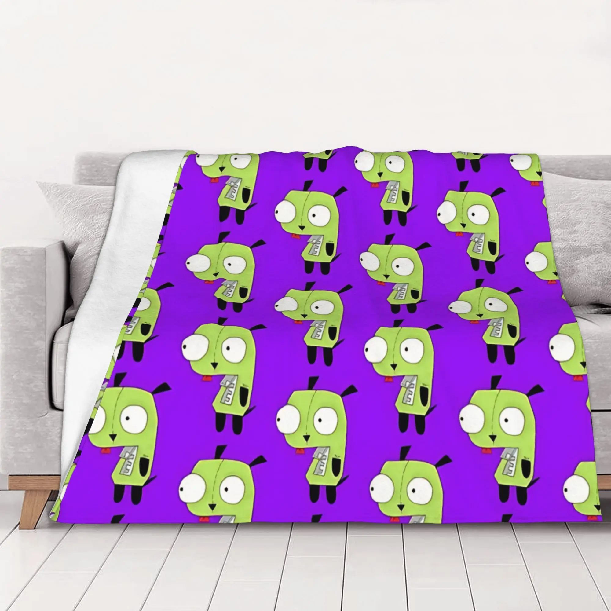 1PC Home Cutecore robot sidekick  Invader Zim Blanket Super Cosy Plush Home Living Room Sofa Halloween