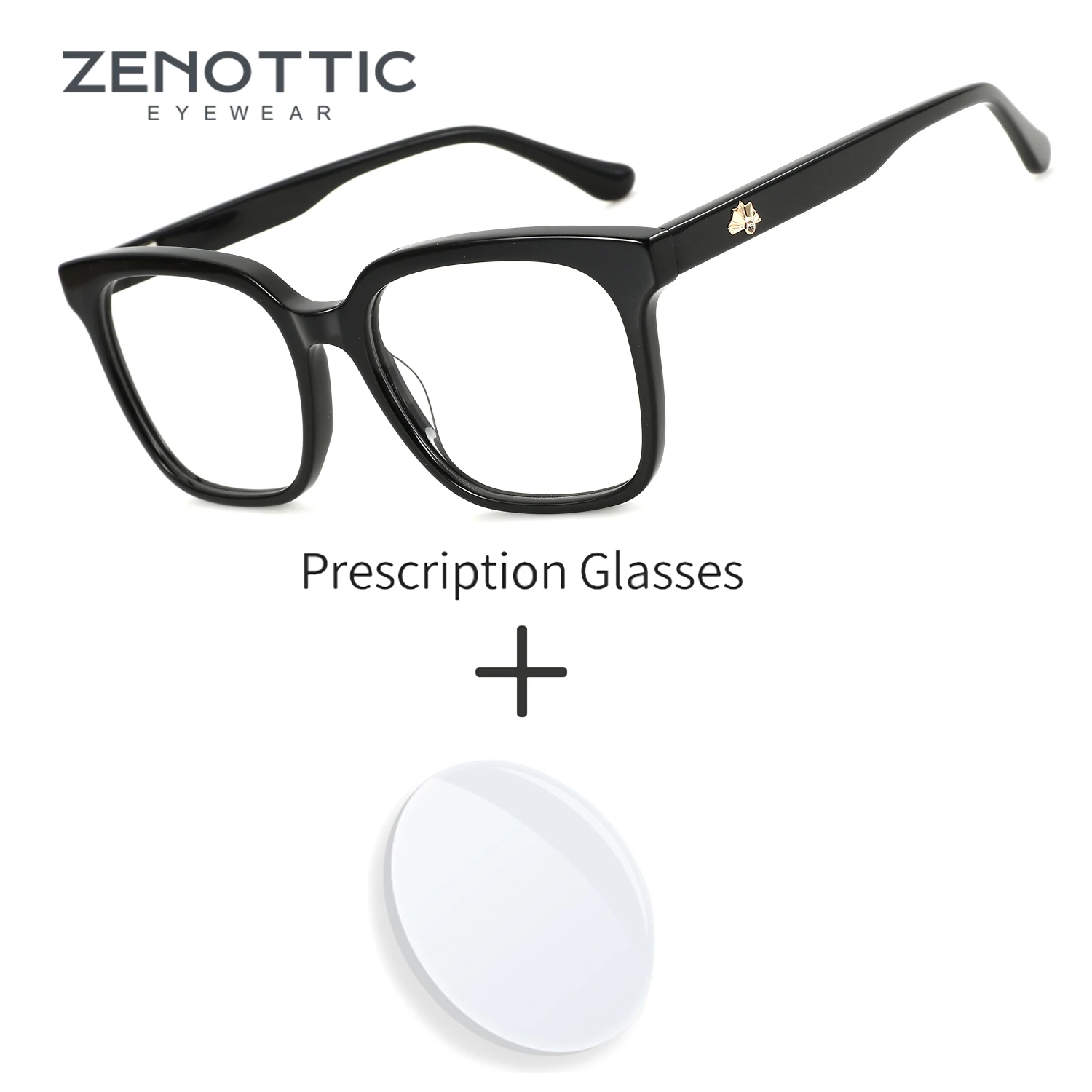

ZENOTTIC (M Size) 2025 Black Square Prescription Glasses Men Woman Handmade Acetate Optical Eyeglasses Photochromic Sunglasses