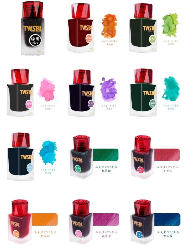 

TWSBI 12 Colors Fountain Pen Ink 18ml Clog-Free Non-Carbon for Glass Dip Pen Smooth Writing Ink Stationery School Supplies