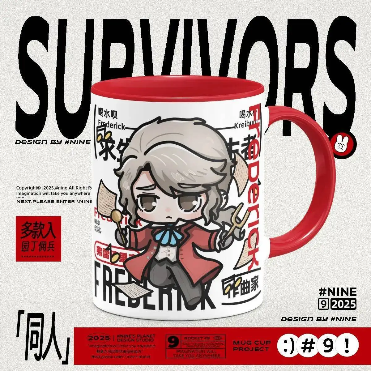 

2026 NEW Anime Cosplay Birthday Cute Game Identity Ⅴ Mug Frederick Kreiburg Coffee Water Cup With Lid Spoon Xmas Gift