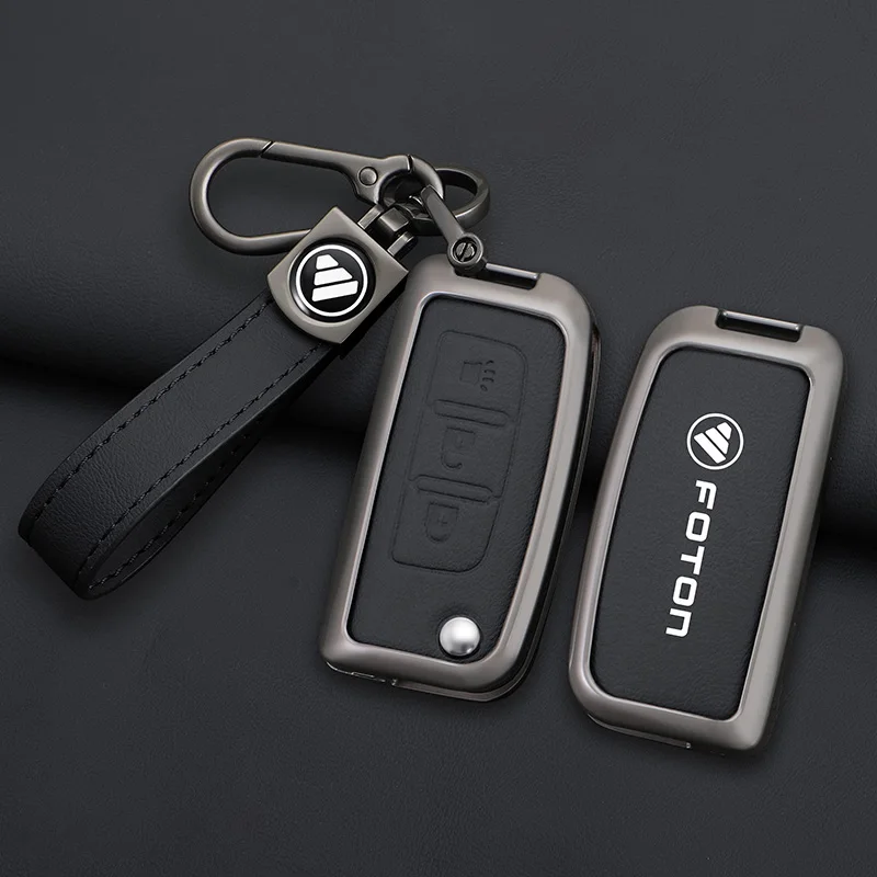 

Zinc Alloy Car Flip Remote Key Case Cover Keychain For Foton Motor Savannah E3 E5 E7 Tunland E G Granite Toplander Accessories