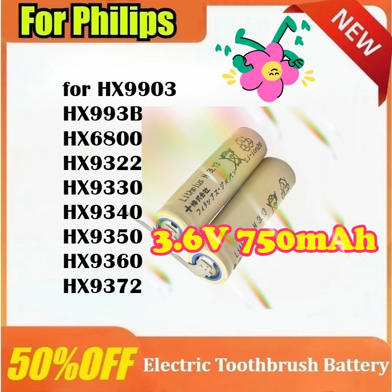 

3.6V 750mAh Battery for Philips HX9903 HX993B HX9322 HX9350 HX9330 HX9340 HX6800 HX9360 HX9372 Electric Toothbrush Batteries