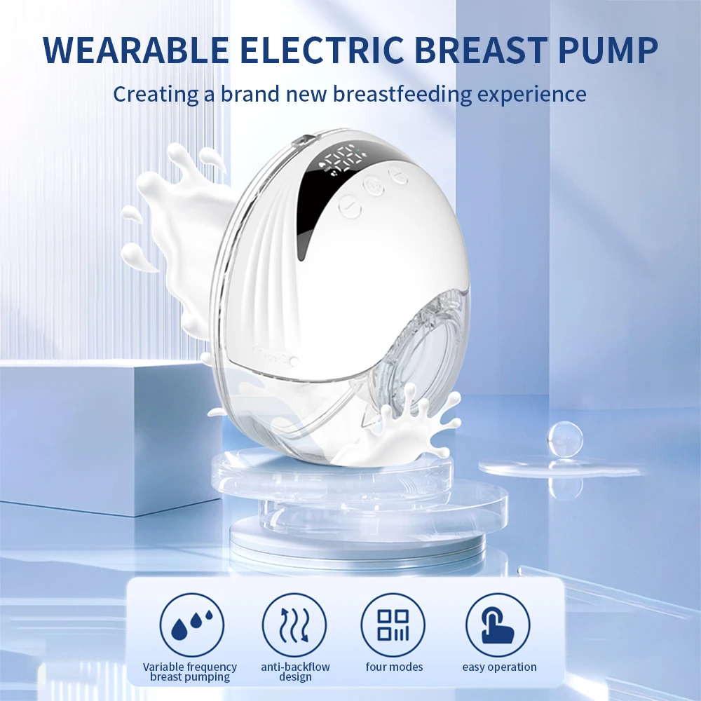 Wearable Breast Pump Hands Free Electric Breast Pumps Comfort Milk Collector with LED Display 4 Modes & 12 Levels Milk Pum