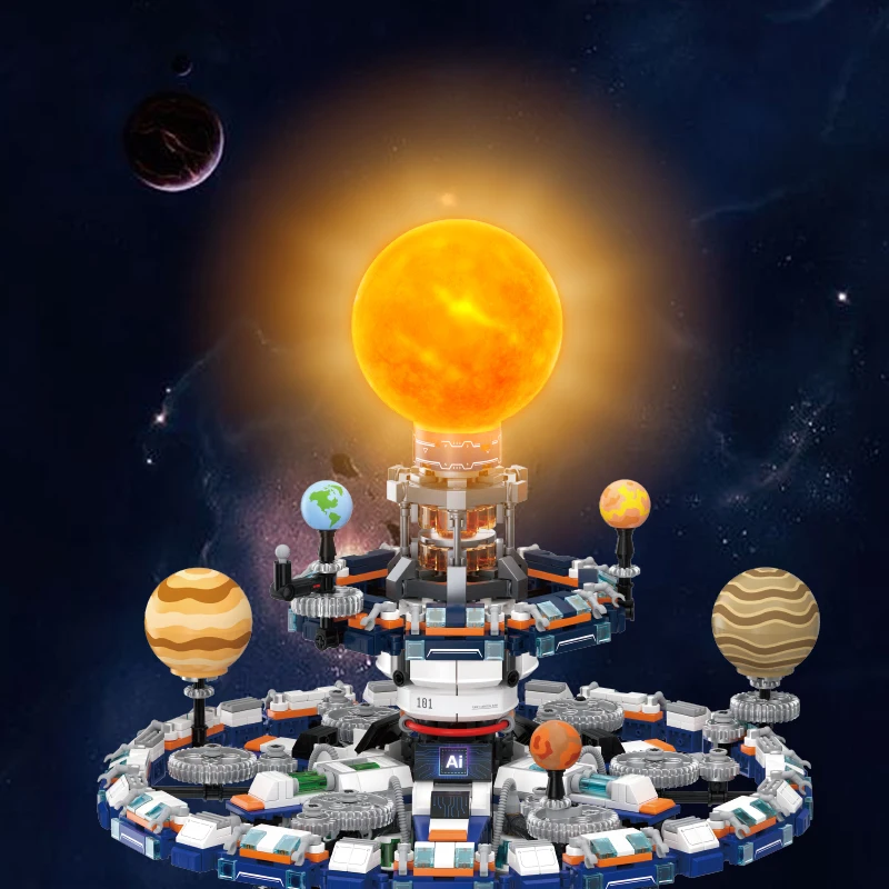 Weekit Planet Building Blocks Sets Solar System Planet Creation Planet Instrument Bricks STEM Toys Adult Gifts with Lights