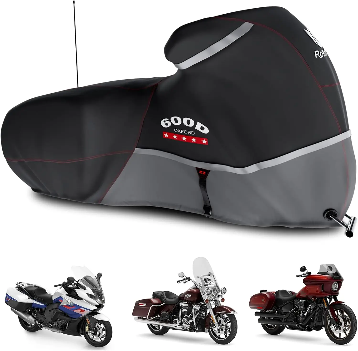 

Heavy-Duty Waterproof Motorcycle Cover for Touring Bikes with Adjustable Fit and Reflective Strips