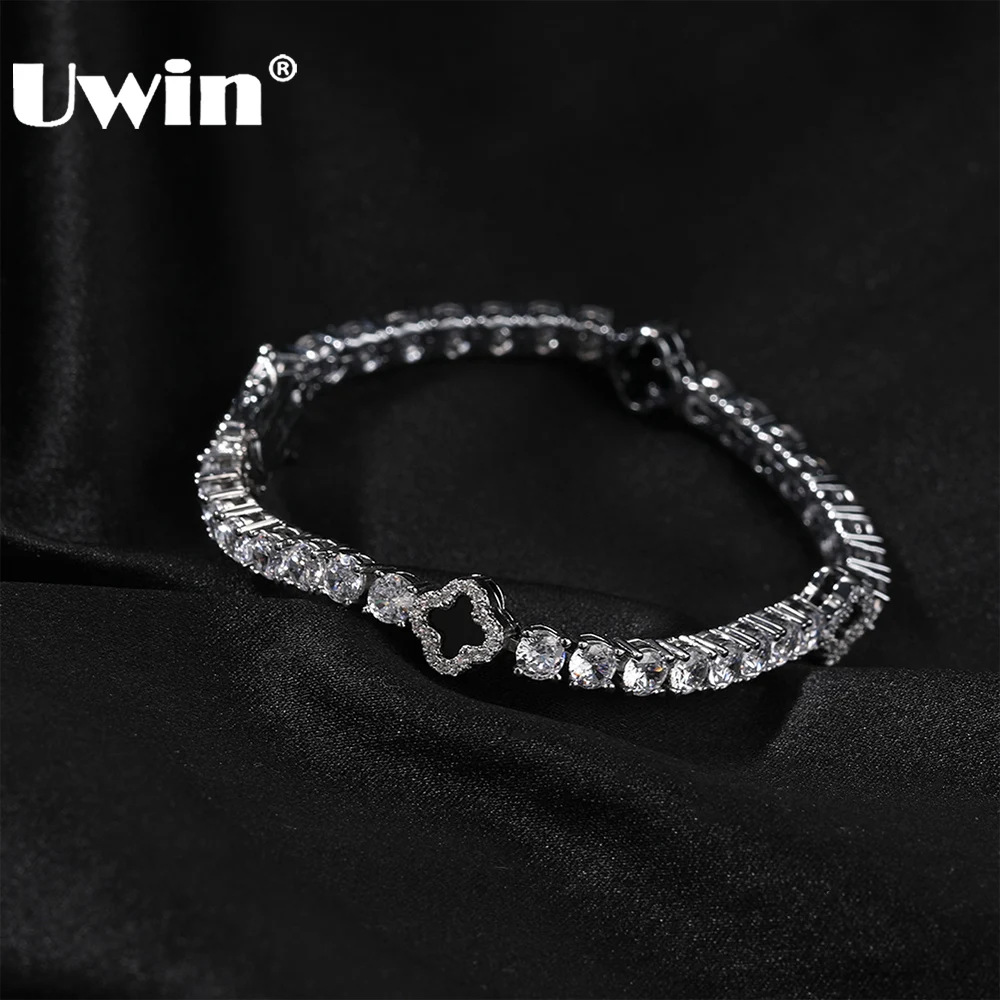 UWIN Iced Out Cross Tennis Chain Bracelets for Women Bling Cubic Zirconia Tennis Chain Necklaces Fashion Jewelry for Gift