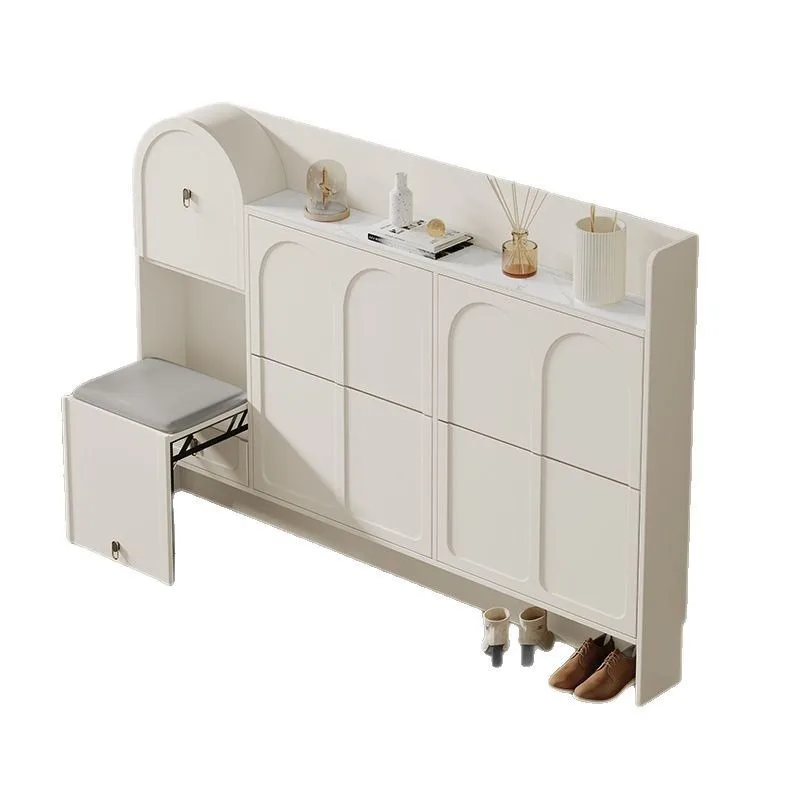 Retro ultra-thin shoe cabinet 17cm household door entry against the wall Tipping bucket narrow shoe cabinet