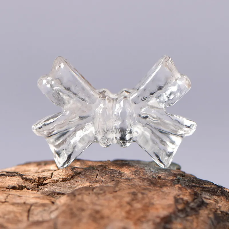 Natural White Crystal Bow Through Hole DIY Crystal Carving Accessories Semi-Finished Beads Loose Beads
