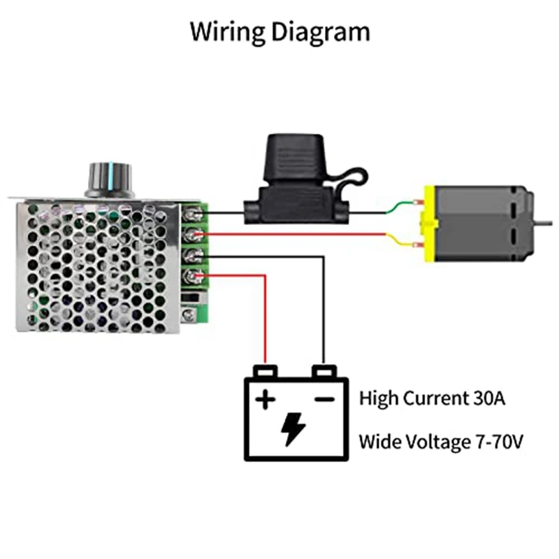 DC Motor Speed Controller PWM Controller, 7-70V 30A Adjustable PWM Motor Speed Regulator 12V 24V 36V 48V-A73M - view 2