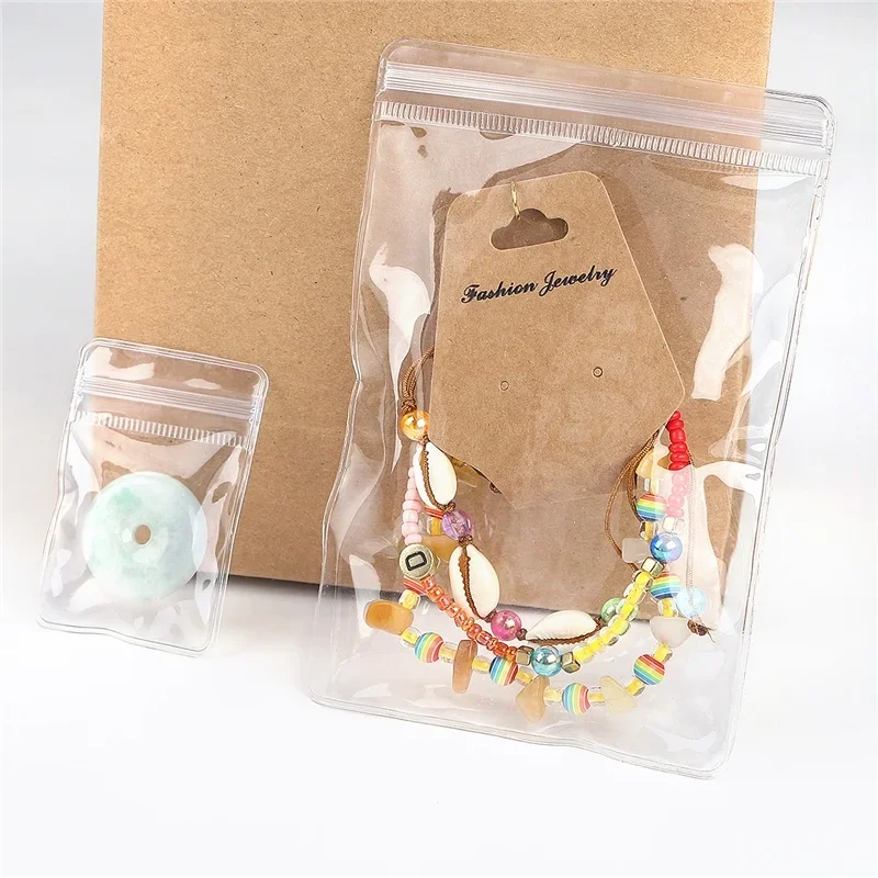 30/50/100Pcs Transparent PVC Jewelry Organizer Pouches Bags Anti-Oxidation Earring Pendant Necklace Bracelet Storage Holder Box