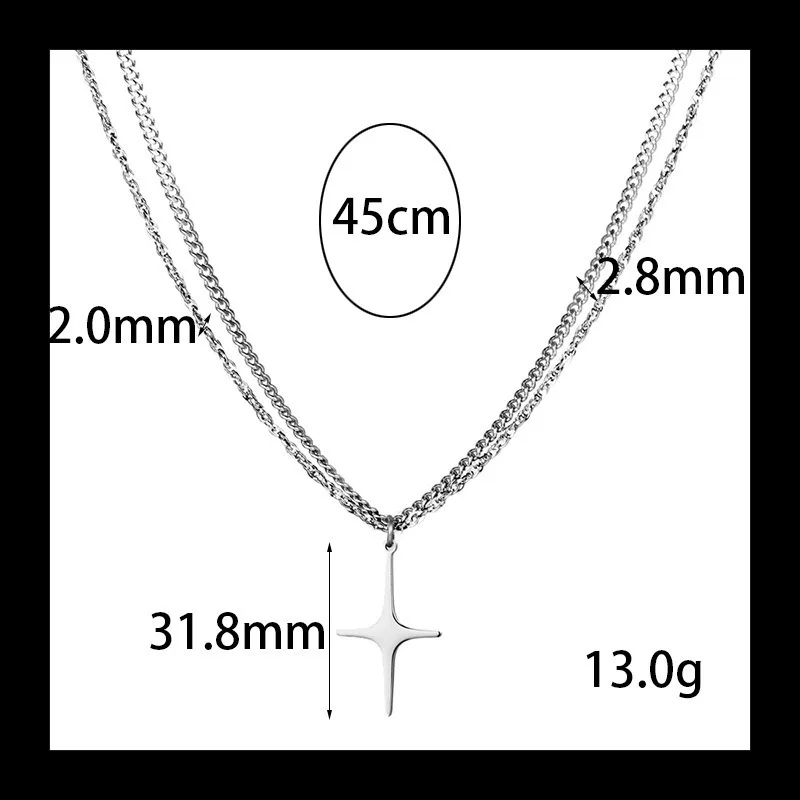 التيتانيوم الصلب قلادة الرجال العصرية تنوعا النجوم قلادة قلادة المرأة الهيب هوب المتخصصة شارع العليا طبقة مزدوجة الملحقات #5