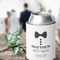 Personalized Beer Can Cooler Sleeves for Best Man Wedding Foam Can Cooler Custom Solid Color Drink Cooler Bottle Outdoor Sleeve