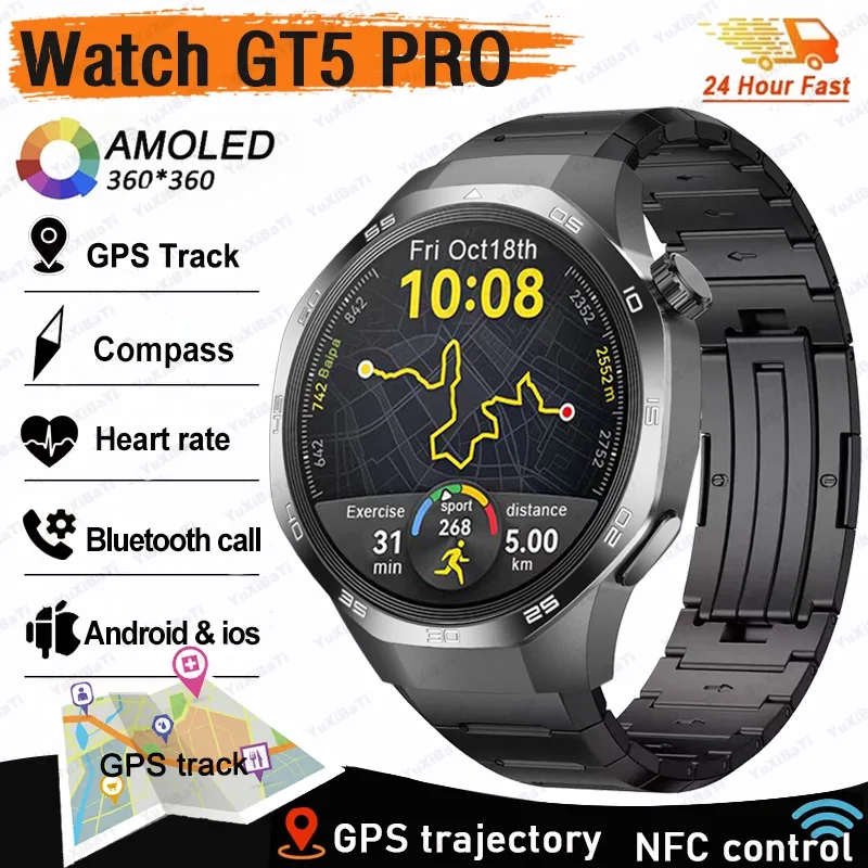 New Huawei Watch GT5 Pro Smart Watch NFC GPS Tracker Bluetooth Call Health Monitoring 1.53Inch HD AMOLED Screen  Watch Men Women