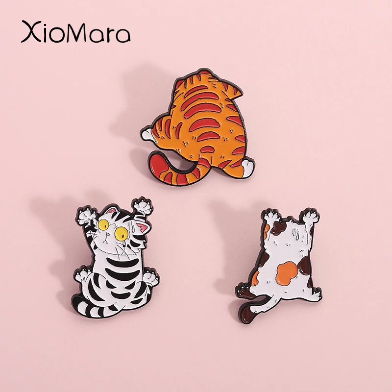 

Cartoon Funny Black And White Tiger Stripes Animal Cats Enamel Pins Clothes Lapel Brooches Badge Wholesale Jewelry Gift For Kid