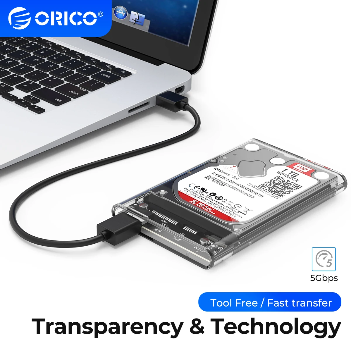 

ORICO for HDD SSD Disk Case Box Support UASP Transparent HDD Case SATA to USB 3.0 Hard Drive Case External 2.5'' HDD Enclosure