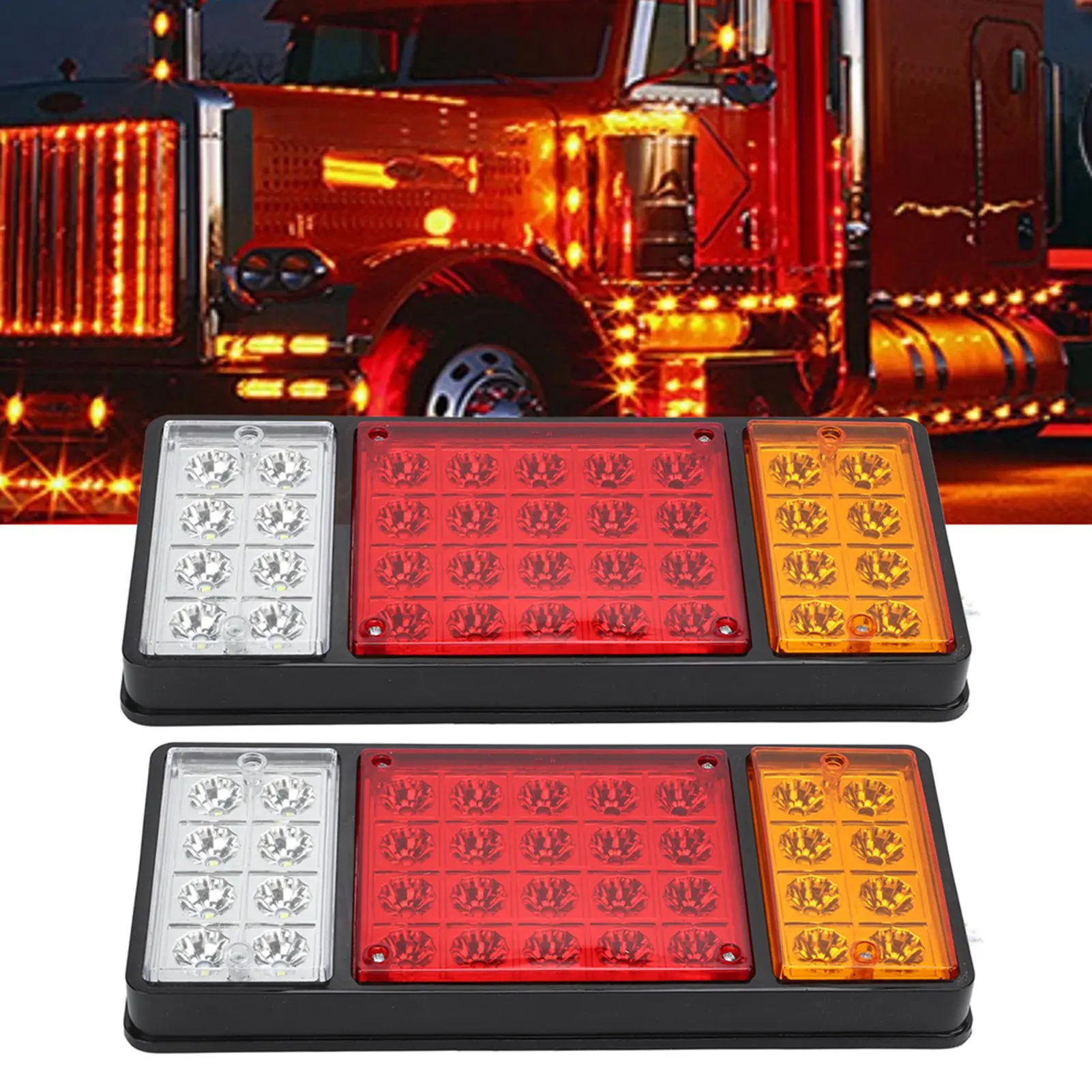 

2pcs Waterproof 12V 36 LED Taillights Car Truck RV Van Bus Rear Tail Trailer Lights Signal Indicator Brake Stop Reverse Lamp