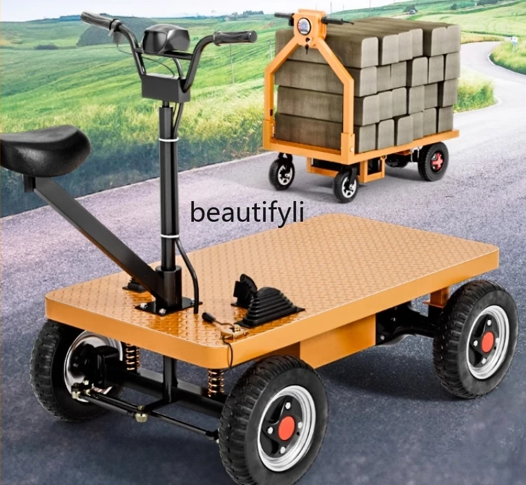 

Four-wheel electric flatbed truck construction site brick decoration hand push agricultural factory storage transfer truck