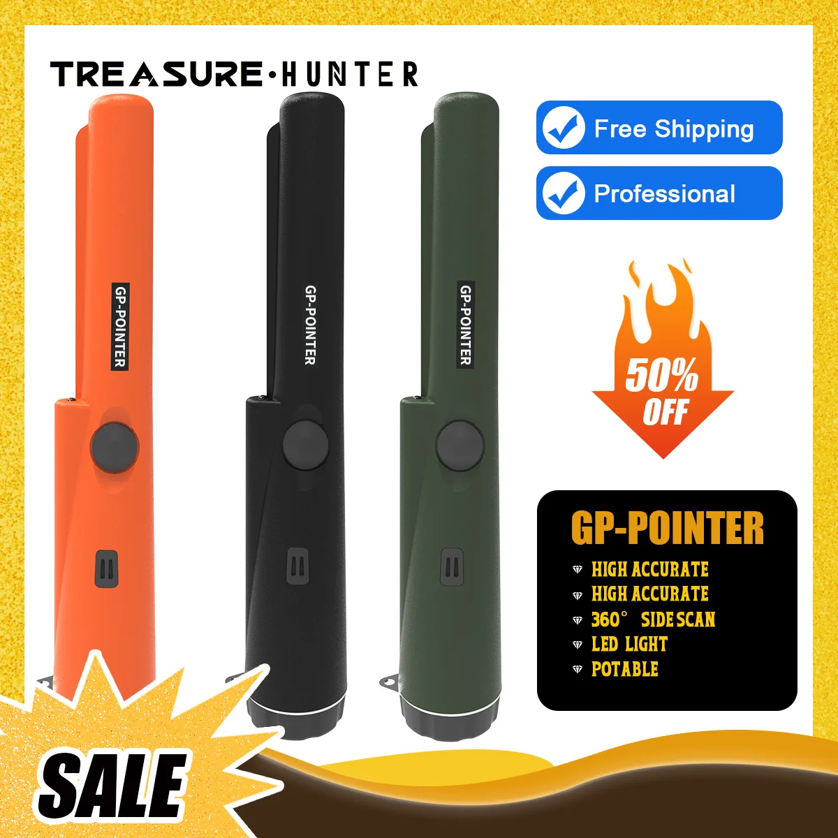 Treasure Hunter  Positioning Rod Handheld Metal Detector GP Pointer Handheld Waterproof High Sensitivity Security Detector
