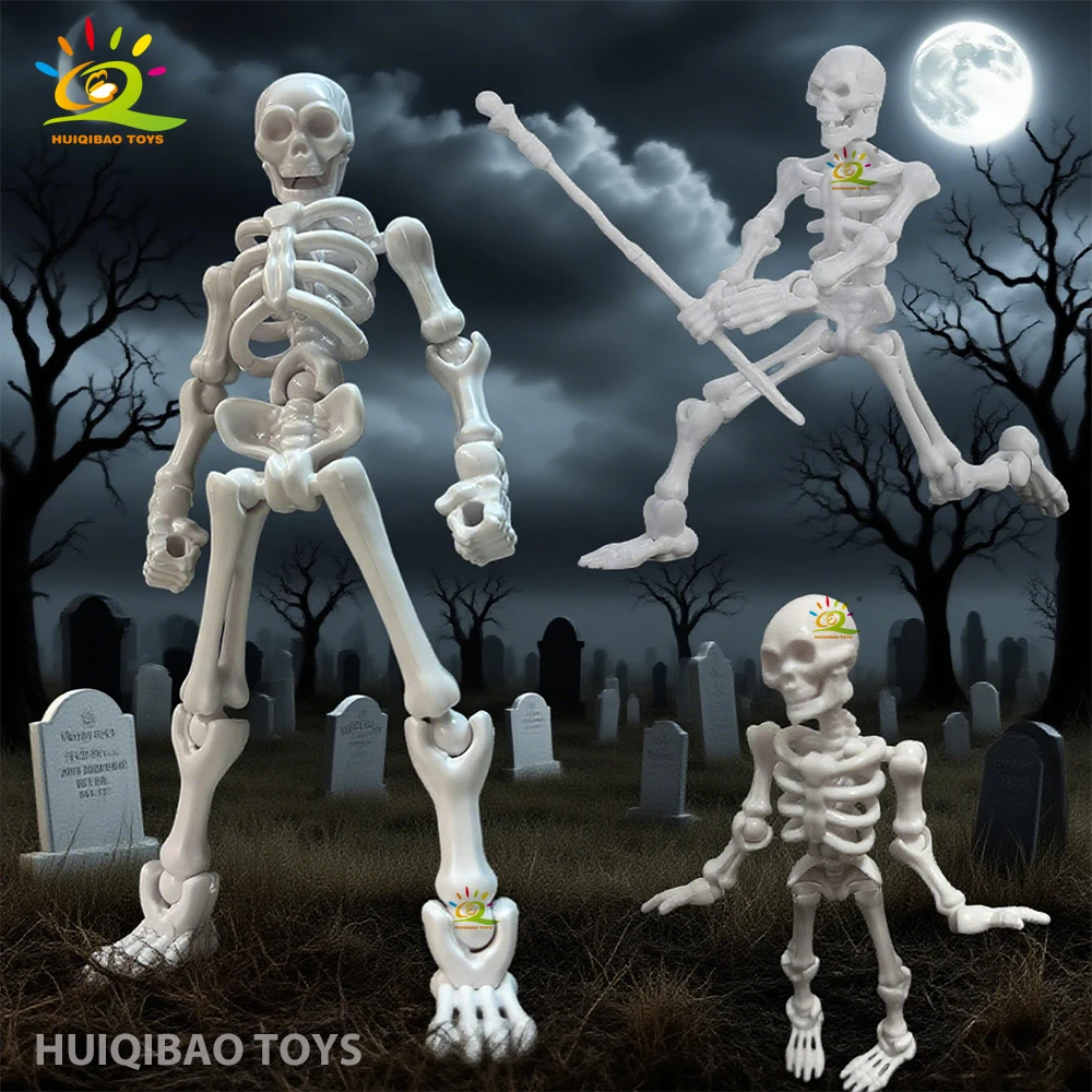 

HUIQIBAO Halloween Funny Skeleton Toy Multi Joint Movable Doll Model Figurines Prank Funny Decorative Gifts Ornaments Toys Adult